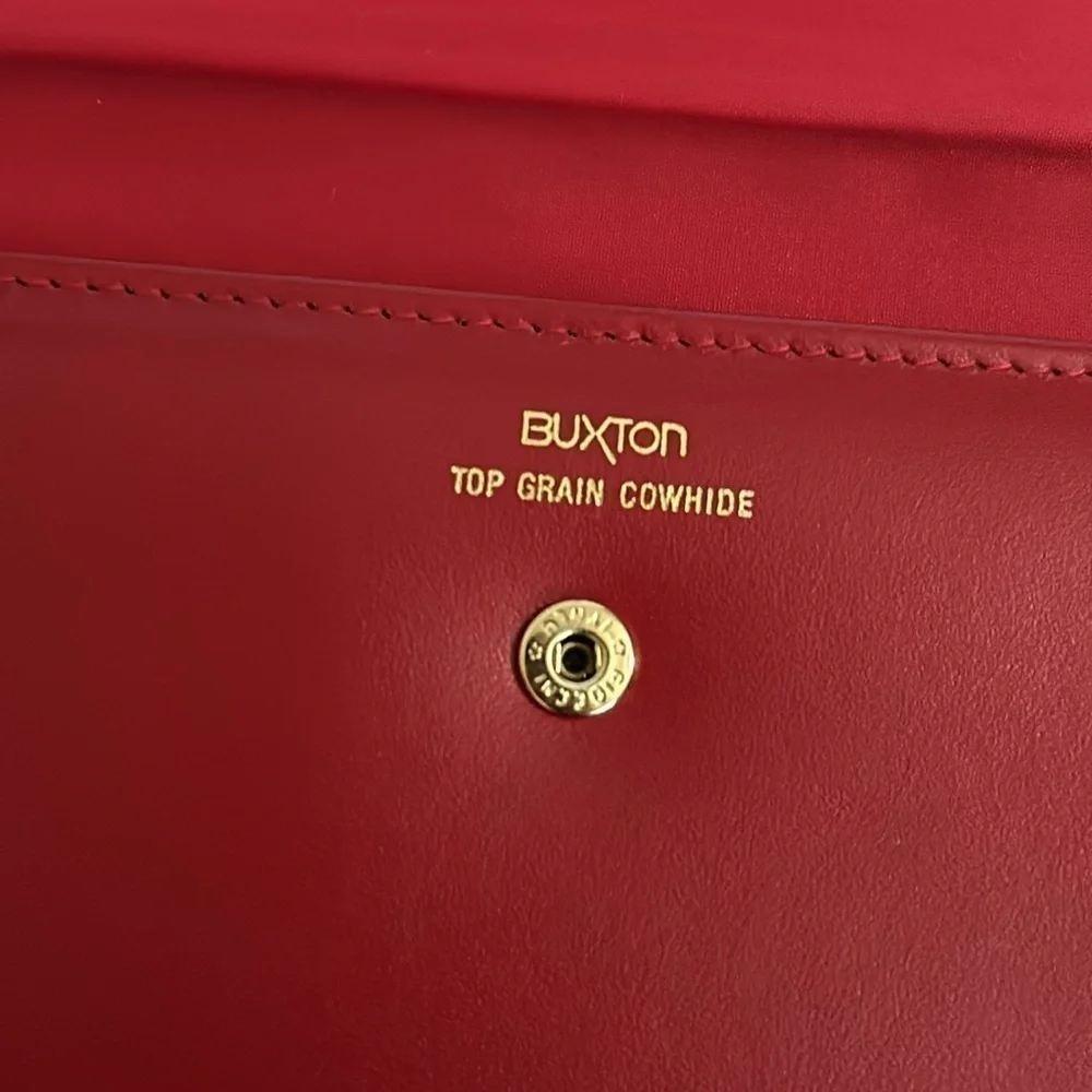 NEW VINTAGE Buxton Top Grain Cowhide Red Woman's Wallet with tags